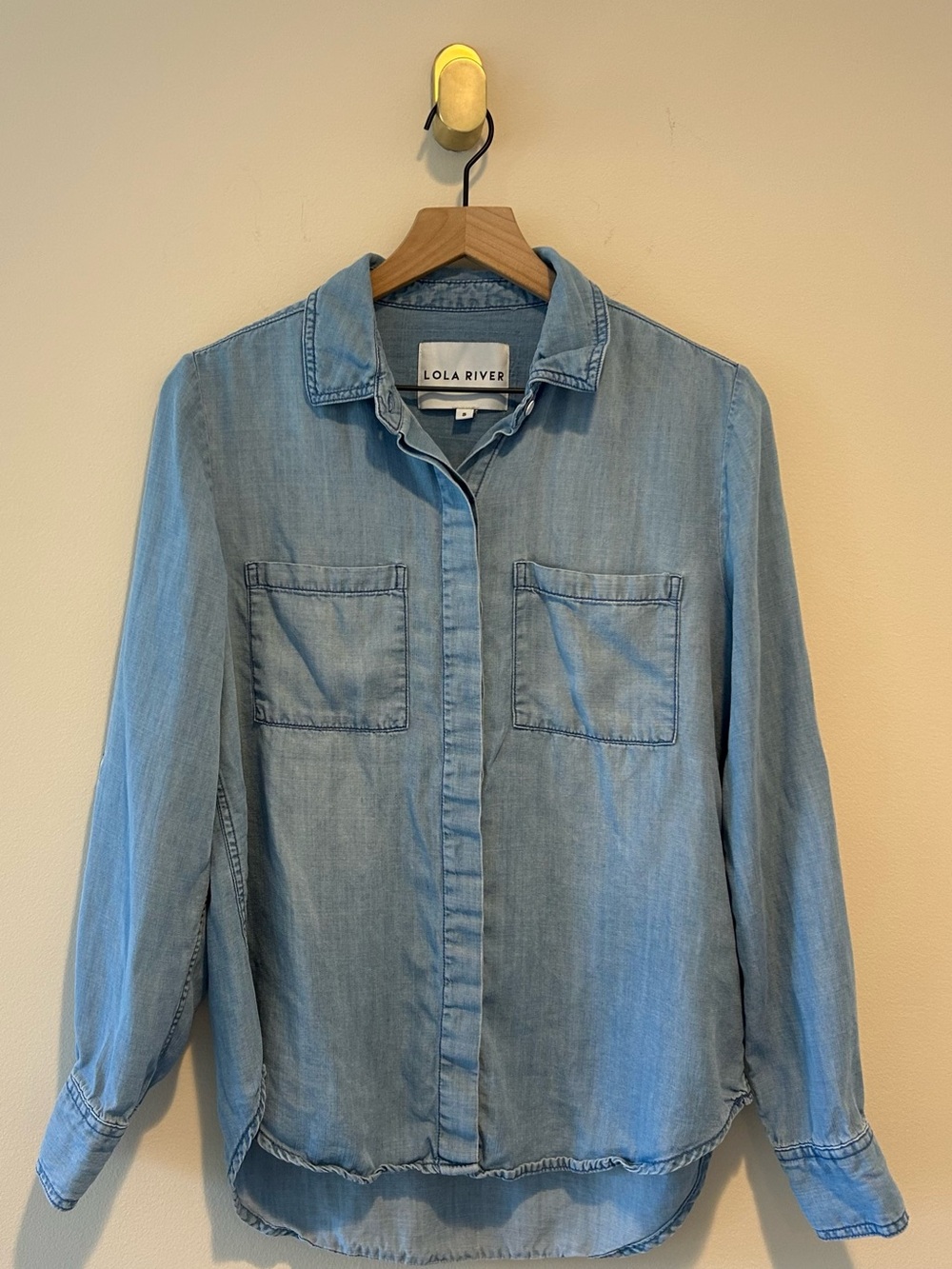 Anthropologie Lola River Women’s Blue Denim Button-Down Shirt Size S